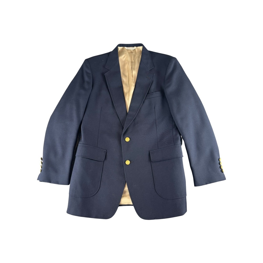 Arnold Palmer Mens‎ Navy Blue Blazer Gold Buttons Tailored in USA 42L Sport Coat